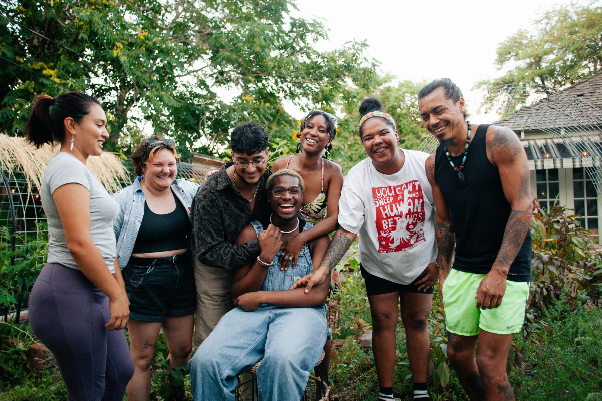 A group of people joyfully posing together