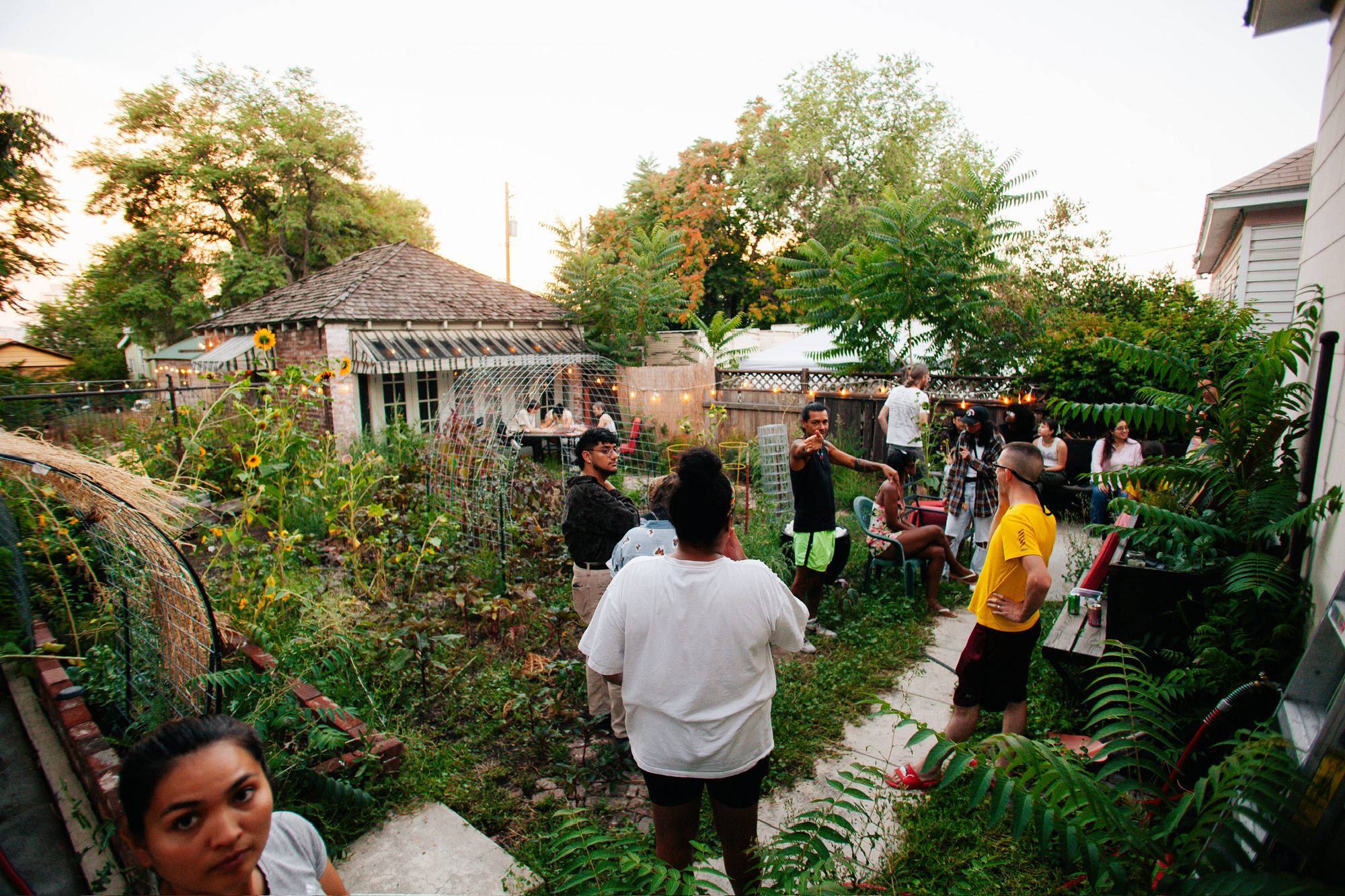 A garden full of people mingling